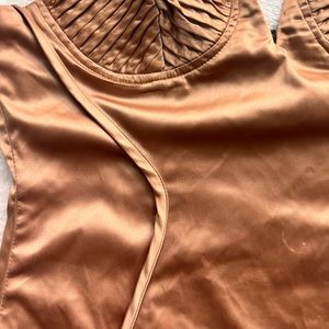 Mini silky  gold dress .